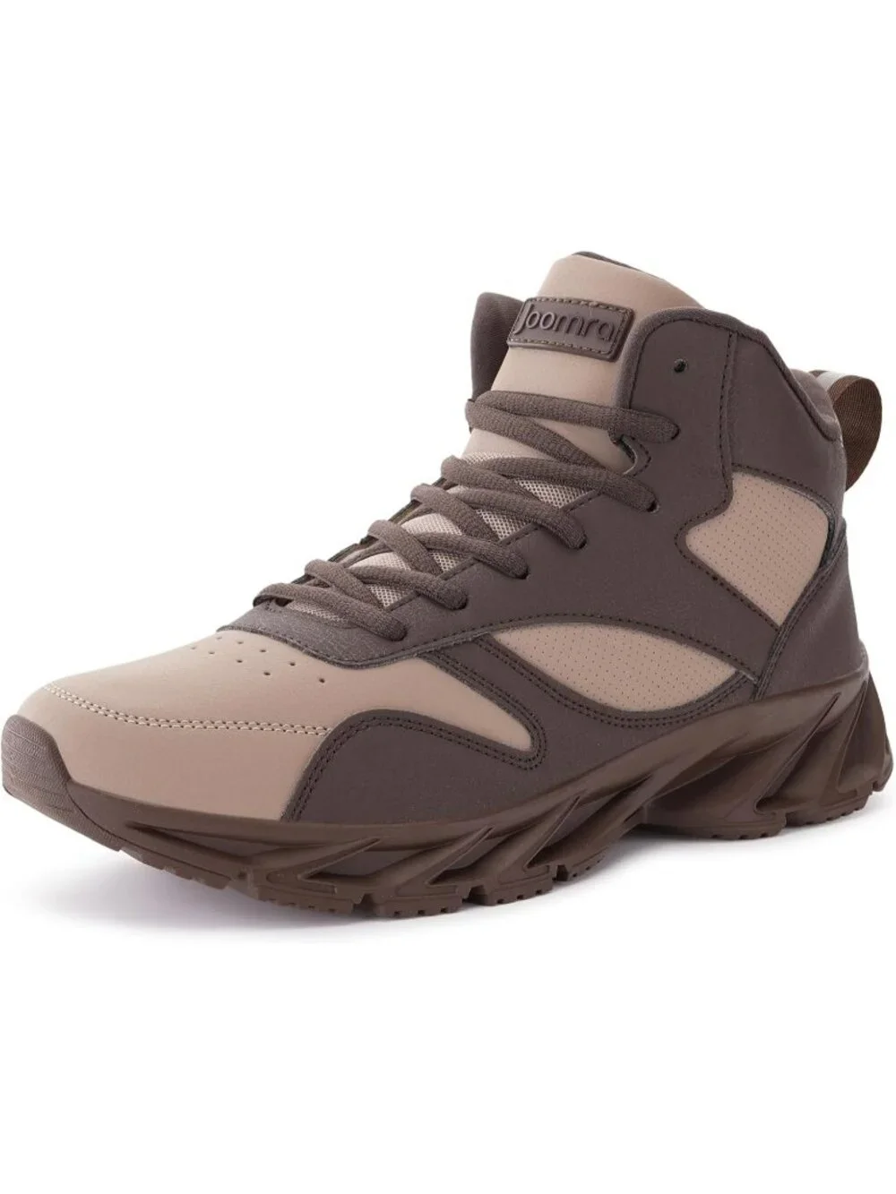 Joomra Men's Tan X3 Rubber Leather High Top Athletic Inspired Lace Up Sneakers